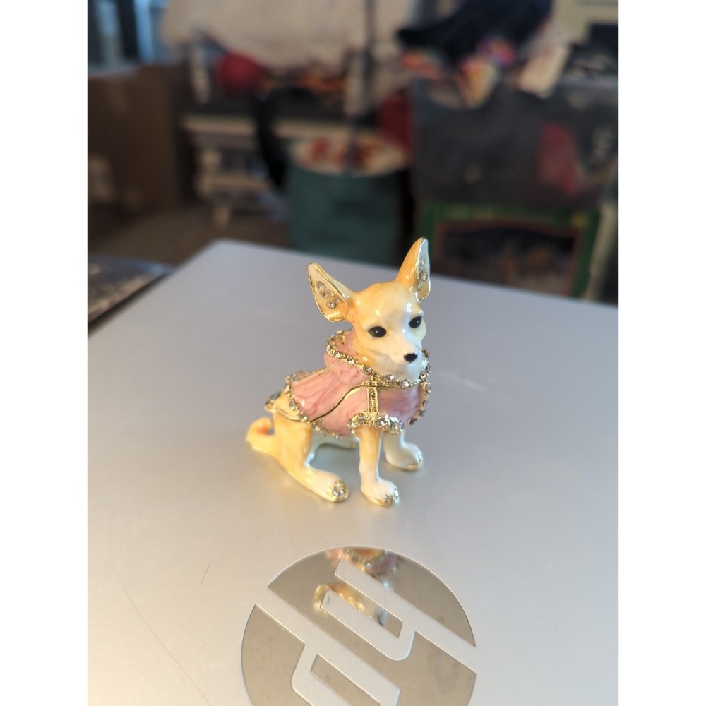 Jeweled Chihuahua Puppy Dog Trinket Box with Austrian Crystal Ciel Collectables